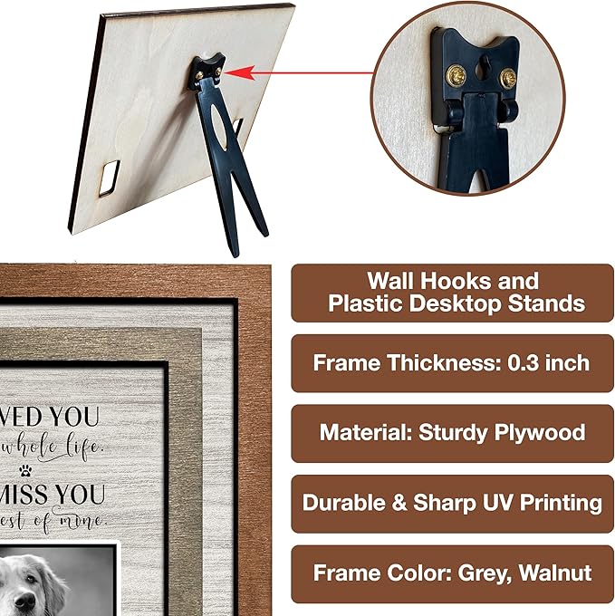 Personalized Dog Memorial Picture Frame Remembrance Gifts for Loss of Loved Pet Collar Plaque In Loving Memory of Dog and Cat Sympathy Gifts Pawprints Pet Decorations Hanging Wall Art