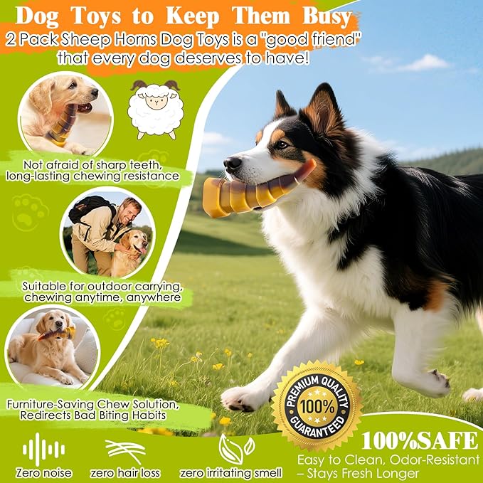 Dog Chew Toys for Aggressive Chewers, 2 Pack Indestructible Toys for Large Dogs, Dog Toy for Large Medium Small Breed, Super Chewer with Tough Nylon, Gift for Dogs