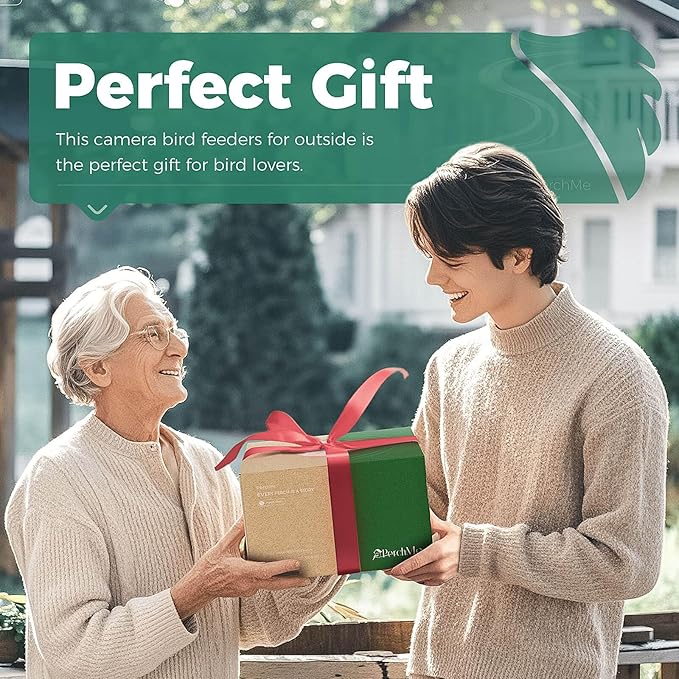 PerchMe® Bird Feeder with Camera Solar Powered,2K Smart Bird House Camera for Outdoors with AI Identify,Auto Capture,Motion Detection, A Ideal Gift(Seed Scoop Included)