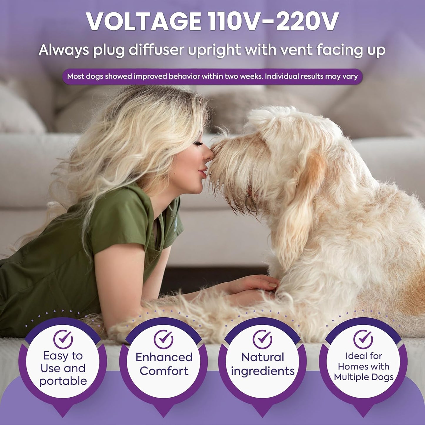 Calming Diffuser for Dog: Premium Dog Calming Diffuser - Pheromone Diffuser for Dogs - Dog Calming Plug in - Dog Diffuser to Stop Peeing in House, 2 Pack (MC Lavender)
