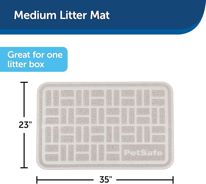 PetSafe Cat Litter Mat - Helps Capture Mess Off Paws - Waterproof Floor Protection - Durable Mesh Material - Works with Clay or Crystal Litter - Medium