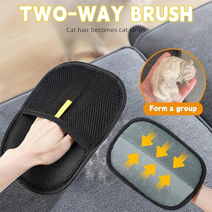 Pet Hair Remover Glove,Electrostatic Pet Hair Removal Gloves for Couch,Cat Grooming Gloves,Reusable Cat and Dog Hair Remover for Sofas,Furniture,Carpets,and Curtains (2 PCS)