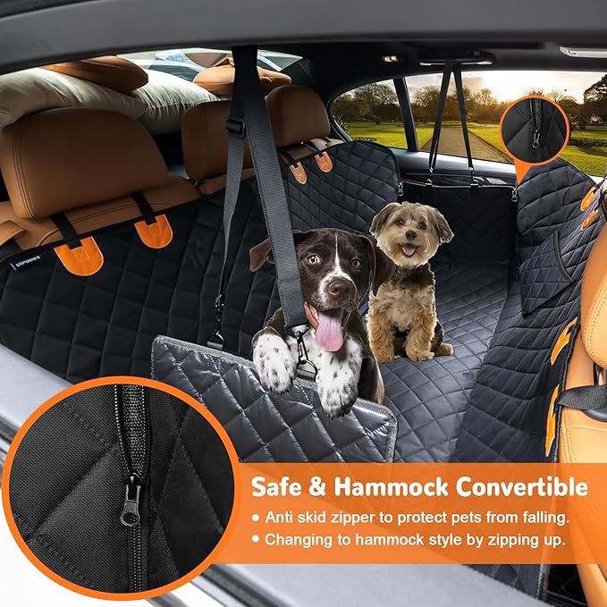 URPOWER Dog Seat Cover 100% Waterproof Hammock 600D Heavy Duty Scratch Proof Nonslip Durable Soft Pet Back Seat Covers for Cars Trucks and SUVs