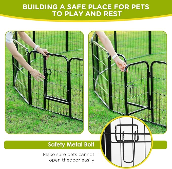 BestPet | Dog Playpen | 24 Inch, 12 Panels | Heavy Duty Metal Pet Exercise Pen | Indoor Outdoor Fence Panels | Rust-Resistant, Removable, Tool-Free Setup | Anti-Skid, Expandable Design