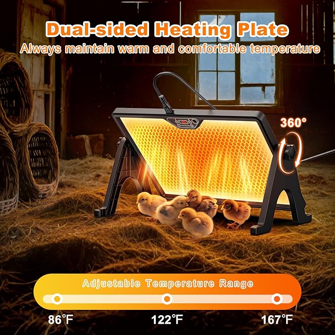 Pawaboo 6-in-1 Chicken Brooder Box for Chick Starter Kit, Includes Pet Cage Tent, Brooders Heating Plate, Chicks Perch, Feeder and 1.1L Chick Waterer, Baby Chicks Supplies (Brooder Set)