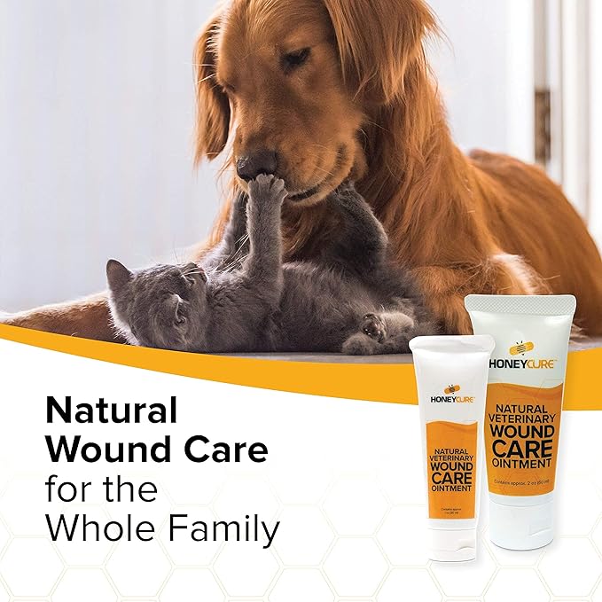 Natural Veterinary Ointment for Wound Care, Manuka Honey, for Dogs, Cats, & Horses, 1oz. Tube