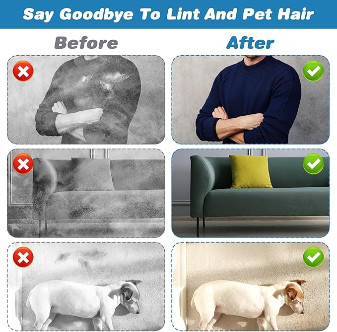 2 Pcs Pet Hair Removal Gloves Brush Double Sided Reusable Electrostatic Static Cat Hair Remover Glove for Dog Cat Grooming Fur Remover Mitt Tool for Clothing Couch Carpet Car Seat