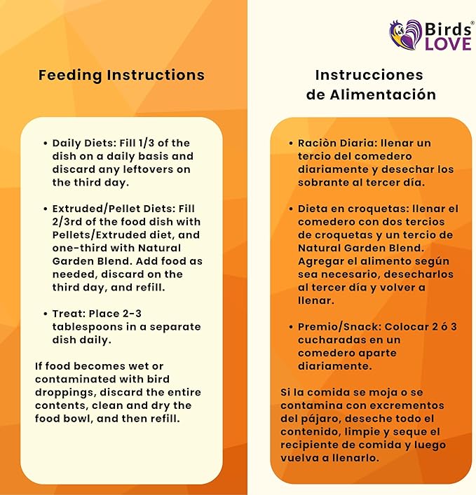 Birds LOVE All Natural Garden Blend Bird Food for Medium Birds - Cockatiels, Green Cheek Conures, Ringneck Parakeets and Small Quakers 2lb