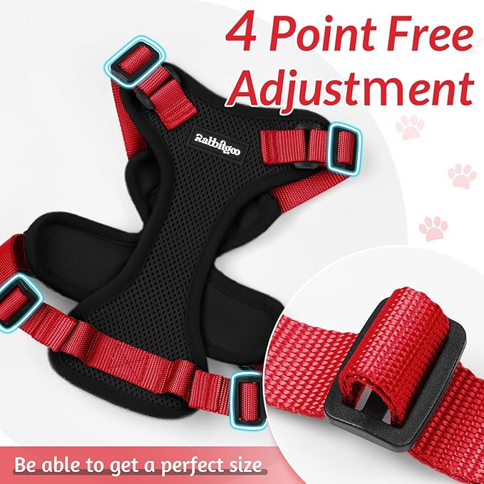 rabbitgoo Cat Harness and Leash for Walking, Escape Proof Soft Adjustable Vest Harnesses for Cats, Easy Control Breathable Reflective Strips Jacket, Black & Red, XS