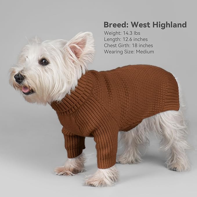 cyeollo 3XL Dog Sweaters for Large Dogs Boy, Stretchable & Cozy Warm Knit Doggy Sweater with Sleeves Turtleneck Fall Winter Cold Weather Big Dog Clothes Like Doberman Labrador, Brown XXXL