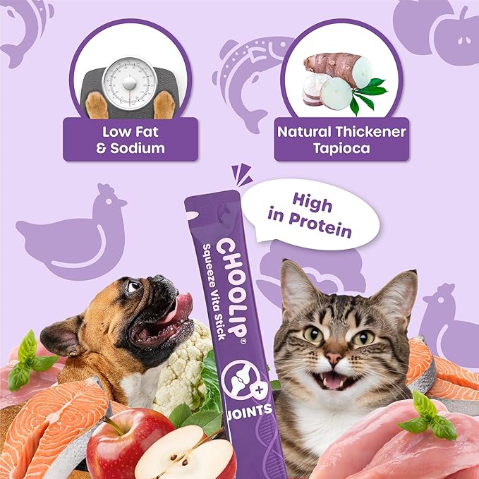 Choolip 2-Pack | Squeeze Vita Stick Lickable Treats for Dogs & Cats. 7 Joint Support Sticks with Essential multivitamins. Soft and Tasty Paste for All Life Stages, Supporting Joints Health