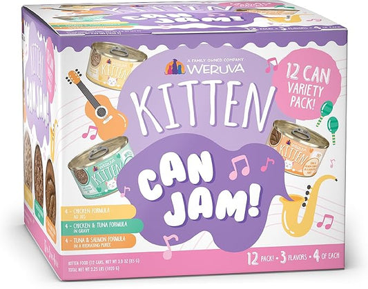 Weruva Kitten, Kitten Can Jam! Variety Pack, 3oz Can (Pack of 12)