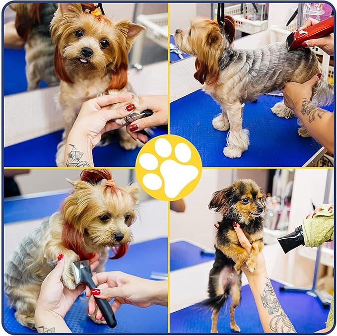 Dog Pet Grooming Table for Large Dogs Adjustable Height Heavy Duty Professional Portable Trimming Table with Arm/Noose/Mesh Tray, Maximum Capacity Up to 330 LBS, 42''/Blue