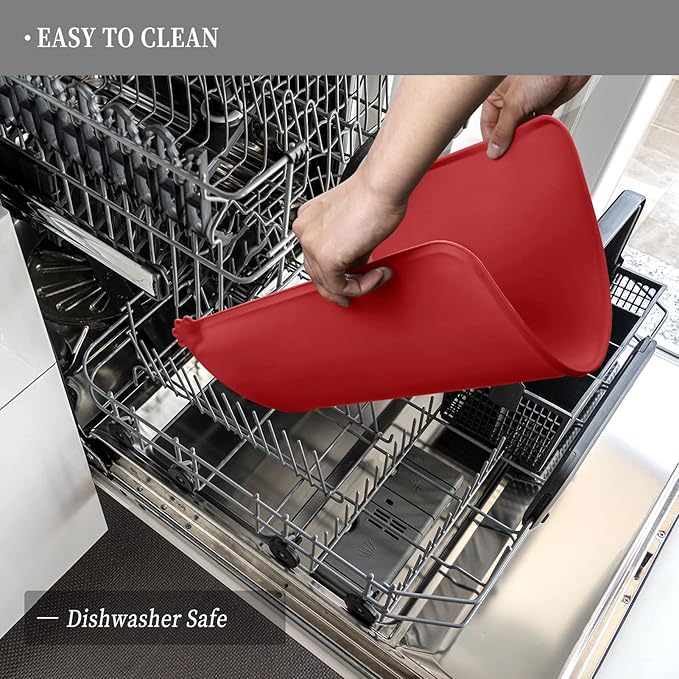 Waterproof Pet Feeding Mat with High Raised Edges, Heavier and Thicker Placemats for Cat Dog Water Bowl with BPA Free, Dogs Cats Food Mats for Messy Drinkers to Prevent Spill and Protect Floors