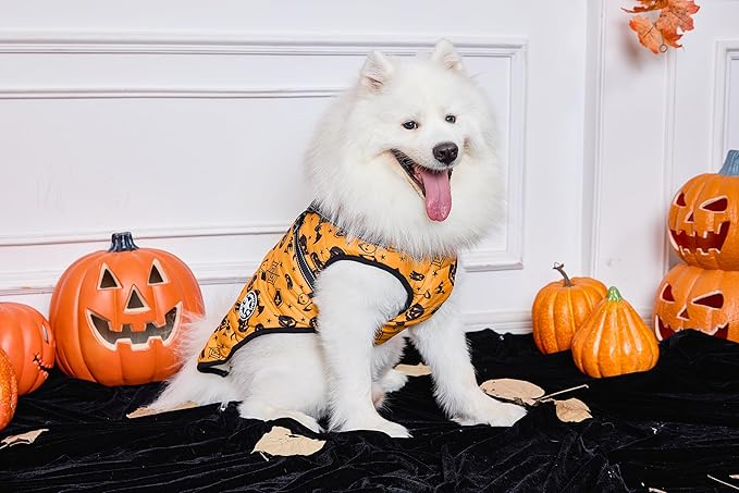 Aiboria Dog Jackets Windproof Outfit Coat Dog Vest Harness Puppy Warm Jacket Halloween Orange S