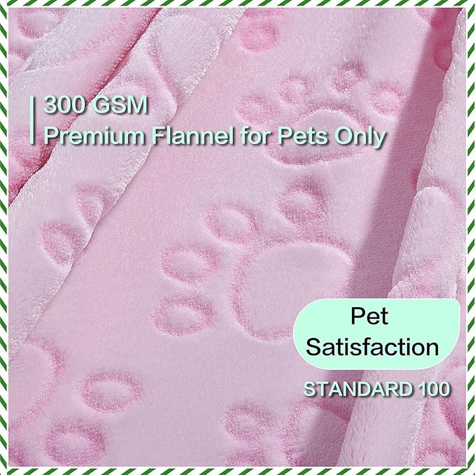 Stuffed Premium Soft Dog Blanket, Flannel Pink Stuff Cute Paw Print, 43 * 66 inches, Cat Blanket Puppy Supplies Dog Products Stuff Essentials