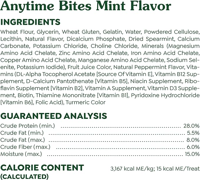 Greenies Anytime Bites Dog Treats, Mint Flavor, 24 oz. Bag