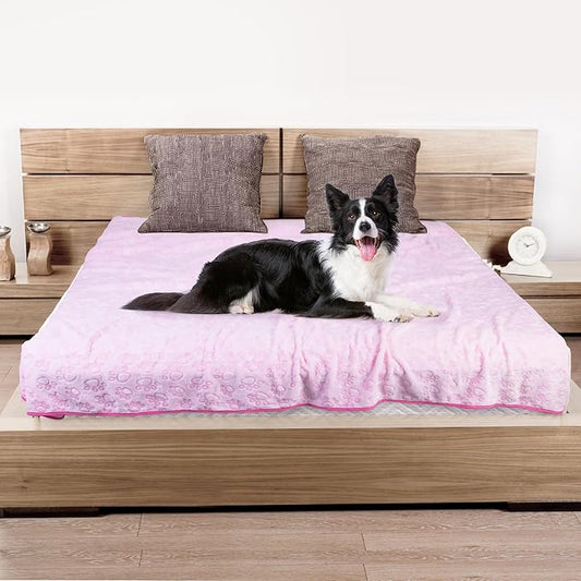 Premium Soft Dog Blankets for Large Dogs, Large Cat Blanket Calming Washable for Bed Couch Protection Cover, Dog Essentials for Dog, 66 * 82 inches, Pink