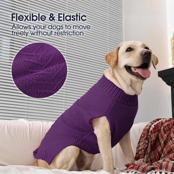 IECOii Large Dog Sweater - Thick Warm Neutral Purple-XL for Male or Female Dogs, Perfect for Christmas, Thanksgiving, Halloween - Fits Beagle, Corgi & More
