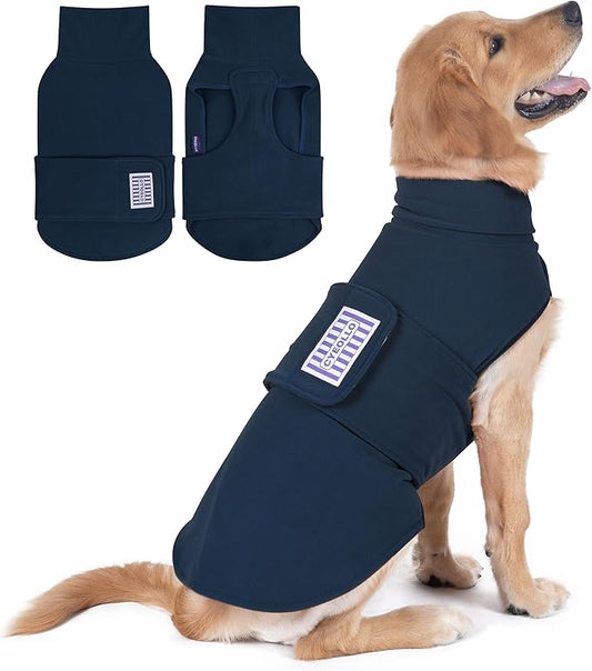 cyeollo XXL Dog Sweater, Fleece Doggy Sweaters Stretchy Turtleneck Doggie Sweatshirt Soft Warm Winter Coat Fall Autumn Pet Clothes for Large Dogs Girl, Navy 2XL