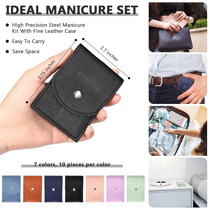 70 Set Manicure Set Bulk Professional Nail Care Kit Nail Clippers Kit Stainless Steel Pedicure Set with Travel Case Multicolor Portable Grooming Kits Gifts for Men Women (4 in 1,2.7x3.75'')