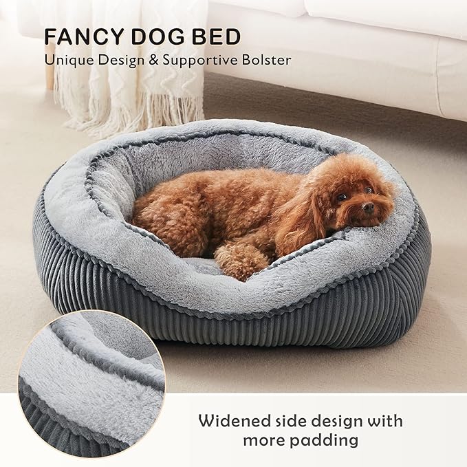 SIWA MARY Dog Beds for Small Medium Large Dogs & Cats. Washable Pet Bed, Orthopedic Dog Sofa Bed, Luxury Wide Side Fancy Design, Soft Calming Sleeping Warming Puppy Bed, Anti-Slip Bottom(25"x21"x8")