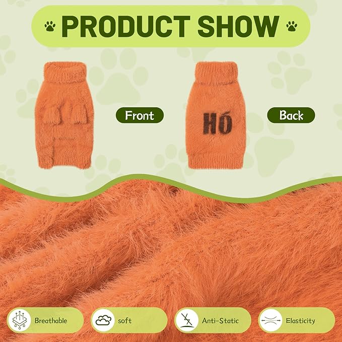 Small Dog Furry Pullover Sweater, Classic Turtleneck Dog Clothes for Cold Weather Cute Warm Pet Clothes for Chihuahua, Bulldog, Dachshund, Pug Orange X-Large