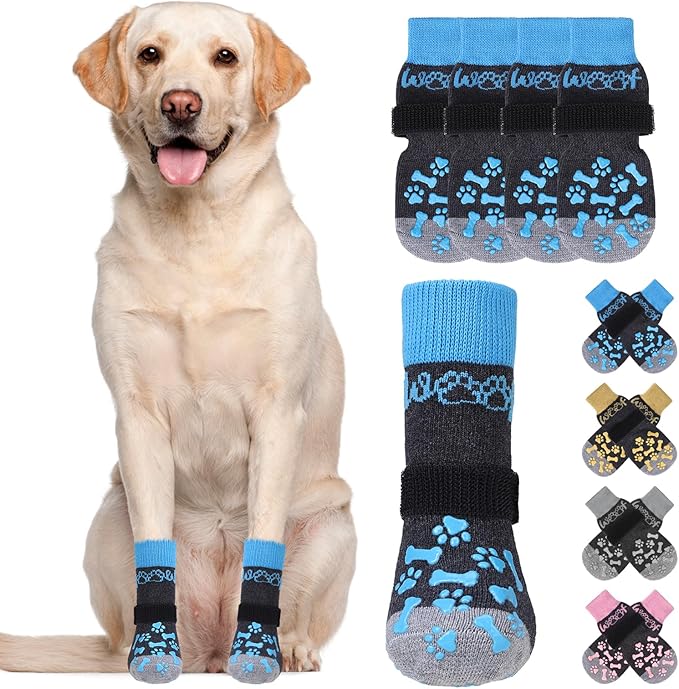KOOLTAIL Dog Socks for Hot/Cold Pavement to Prevent Licking Paws,Dog Boots&Paw Protector for Hardwood Floors Anti Slip,Traction Control No Twist Grip Booties for Small Medium Large Senior Dogs SM