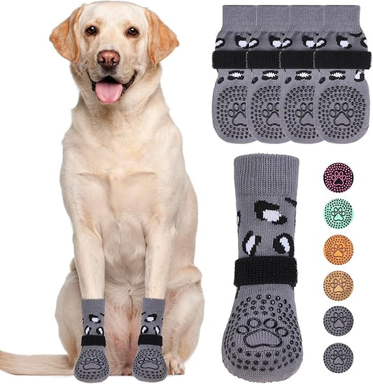 KOOLTAIL Dog Socks for Hot/Cold Pavement to Prevent Licking Paws,Dog Boots&Paw Protector for Hardwood Floors Anti Slip,Traction Control No Twist Grip Booties for Small Medium Large Senior Dogs XL