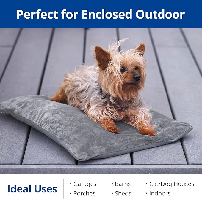 Outdoor Heated Cat Bed, Soft Pet Heating Pad with Steel-Wrapped Cord, Outside Pet Warmer for Feral Cats and Dogs, 27.5" x 15.7", 50 Watts