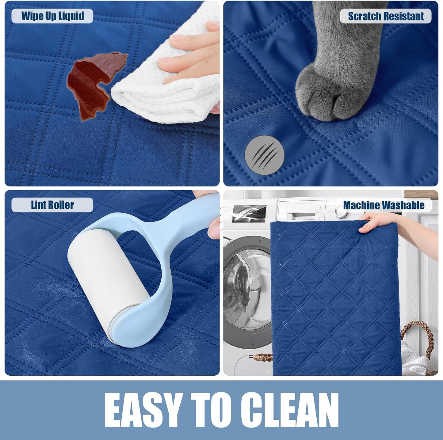 Smiry Waterproof Dog Bed Cover Pet Blanket, Soft Washable Dog Blanket for Furniture Bed Couch Sofa Reversible, Checkered (40"x50", Navy/Blue)