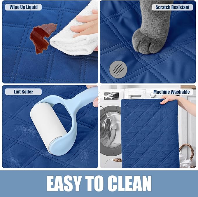 Smiry Waterproof Dog Bed Cover Pet Blanket, Soft Washable Dog Blanket for Furniture Bed Couch Sofa Reversible, Checkered (52"x82", Navy/Navy)