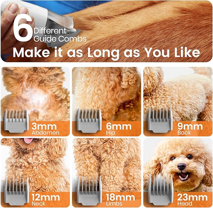 oneisall Dog Hair Vacuum & Dog Grooming Kit, Pet Grooming Vacuum with Pet Clipper Nail Grinder, 1.5L Dust Cup Dog Brush Vacuum with 7 Pet Grooming Tools for Shedding Pet Hair, Home Cleaning (Blue)
