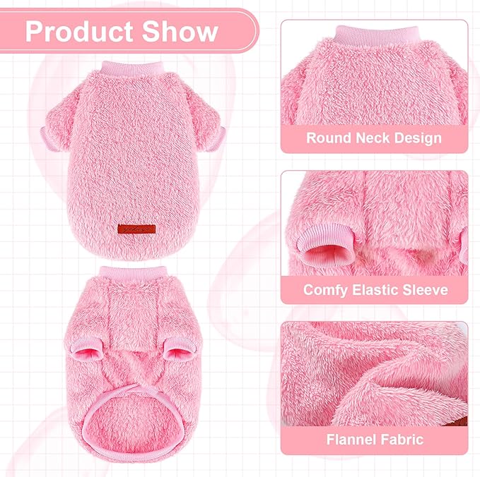 Dog Sweater Sweaters for Small Dogs Girl Purple Fleece Clothes Winter Soft Thickening Warm Puppy Boy Teacup Yorkie Chihuahua (XS,Pink)
