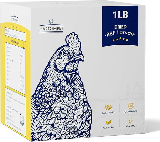 Nutrient-Rich Chicken Feed - 1LB Dried Black Soldier Fly Larvae, 100% Natural, 85X More Calcium Than Mealworms, Ideal for Molting & Laying Hens, Ducks, and Wild Birds, Reptiles and Hedgehogs