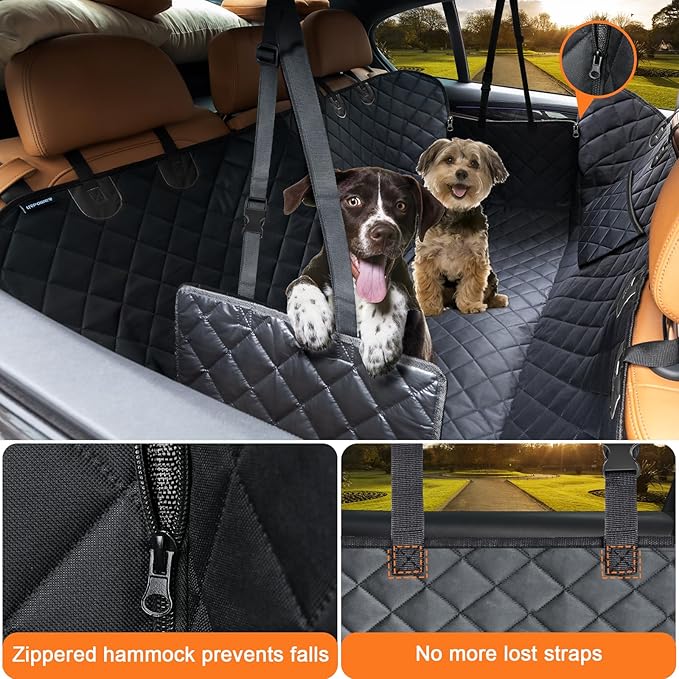 URPOWER Dog Seat Cover, 100% Waterproof Hammock 600D Heavy Duty Scratch Proof Nonslip Durable Soft Pet Back Seat Covers for Cars Trucks and SUVs