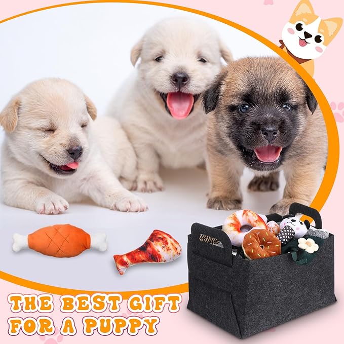 Abbylike 50 Pcs Puppy Supplies Starter Kit for Small Dogs Puppy Essentials Includes Leash, Bowls, Teeth Brushes, Water Bottle, and More Accessories for Dogs Christmas Welcome Gift(Black)