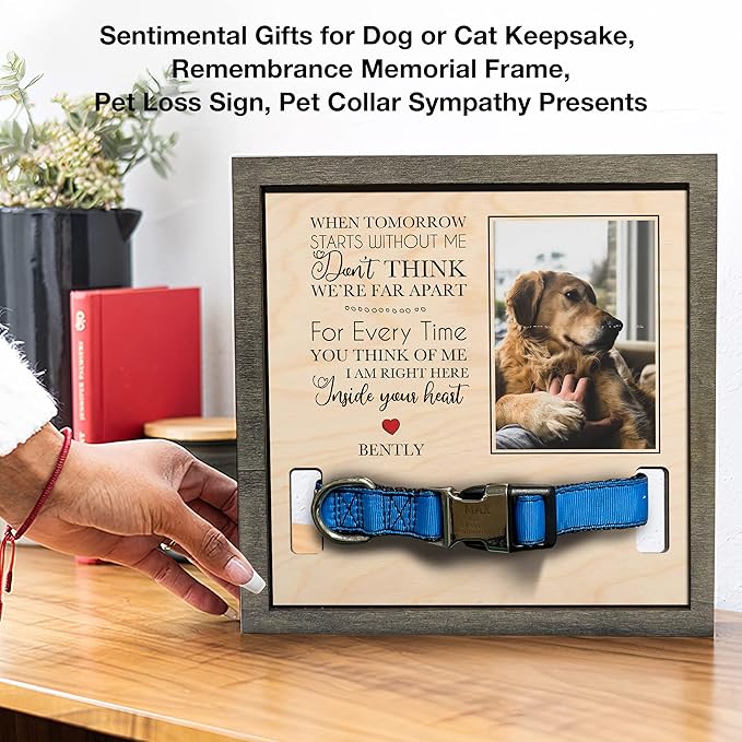 Personalized Dog Picture Pet Loss Sign Frames Dog Passed Away Gift Wood Sign Pet Picture Frame Dog Heaven Dog Sympathy Gifts for Christmas Memorial Plaques for Dogs and Cat Picture Frames