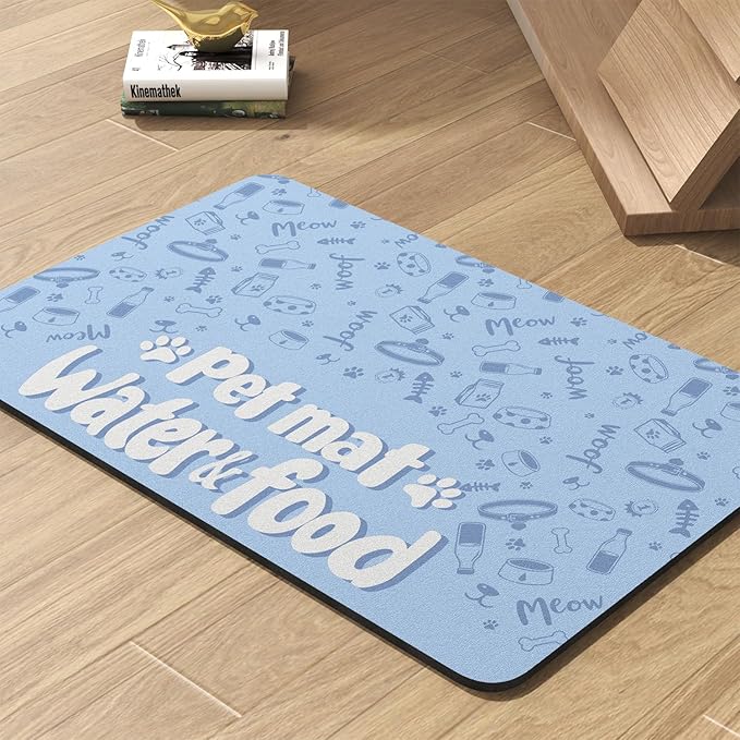 Pet Feeding Mat-Absorbent Dog Mat for Food and Water Bowl-No Stains Quick Dry Water Dispenser Mat-Dog Accessories Pet Supplies-Bowl for Messy Drinkers（PAW,16"x24"