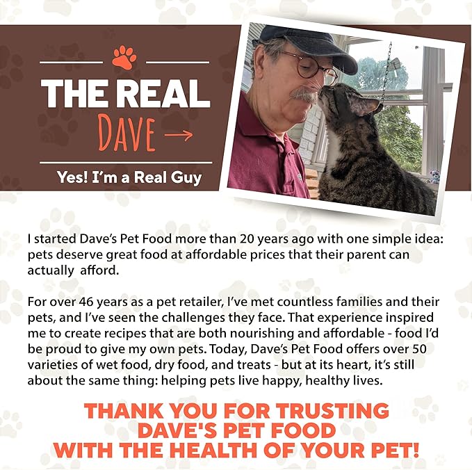 Dave's Pet Food Grain Free Wet Canned Cat Food (Turkey), Made in USA Naturally Healthy, Added Vitamins & Minerals, Gluten-Free, 12.5 oz Cans (12 Pack)