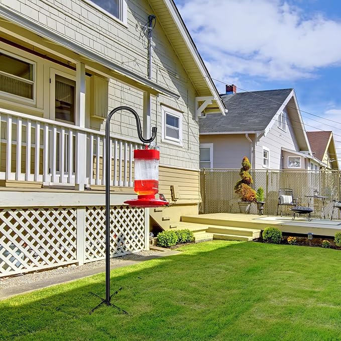 Shepherd Hooks for Outdoor, 1 Pack 46 Inch Bird Feeder Pole with 5 Prongs Base for Hanging Lantern, Hummingbird Feeder, Lightweight Plant, Shepherds Hook for Bird Feeders for Outside