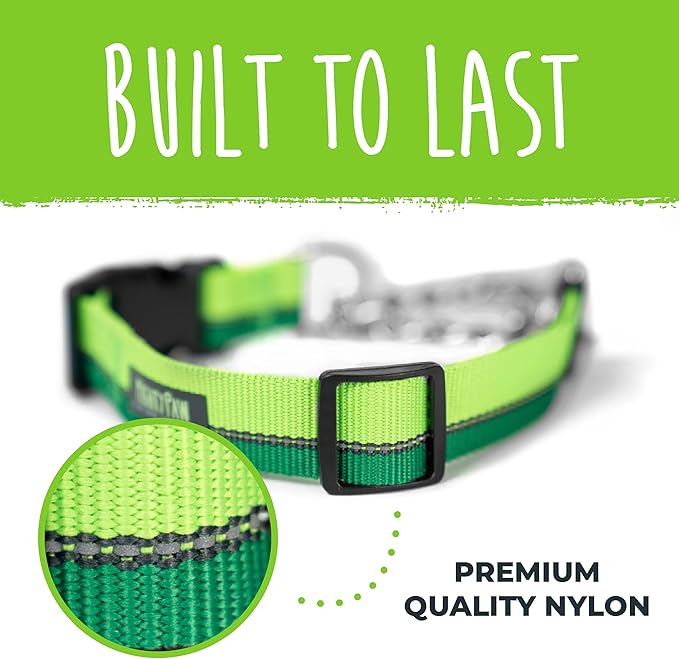 Mighty Paw Martingale Dog Collar 2.0 | Trainer Approved Limited Slip Collar with Stainless Steel Chain & Heavy Duty Buckle - Modified Cinch for Gentle & Effective Pet Training - Large, Green