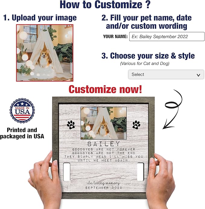 Customized Dog Picture Frames Pet Memorial Gifts Loss Dog Cat Grieving Picture Frame Pet Remembrance Heartfelt Sentimental Quote Memorial Plaques Christmas Plaque Birthday