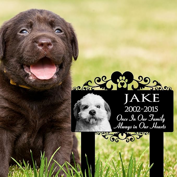 Custom Pet Grave Markers Dog | Simple Custom Pet Headstones for Dogs | Best Rustic Gifts to Remember Your Four-Legged Companions | Personalized Grave Marker with Furry Friends Pictures