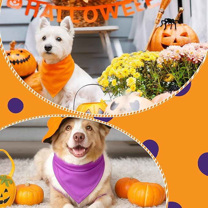48 Pcs Halloween Color Dog Bandanas Bulk Sublimation Blank Bandanas for Dogs Heat Transfer Triangle Bibs DIY Scarf for Small Medium Large Puppy Pets Costume Photo Props Accessories Pet Shops