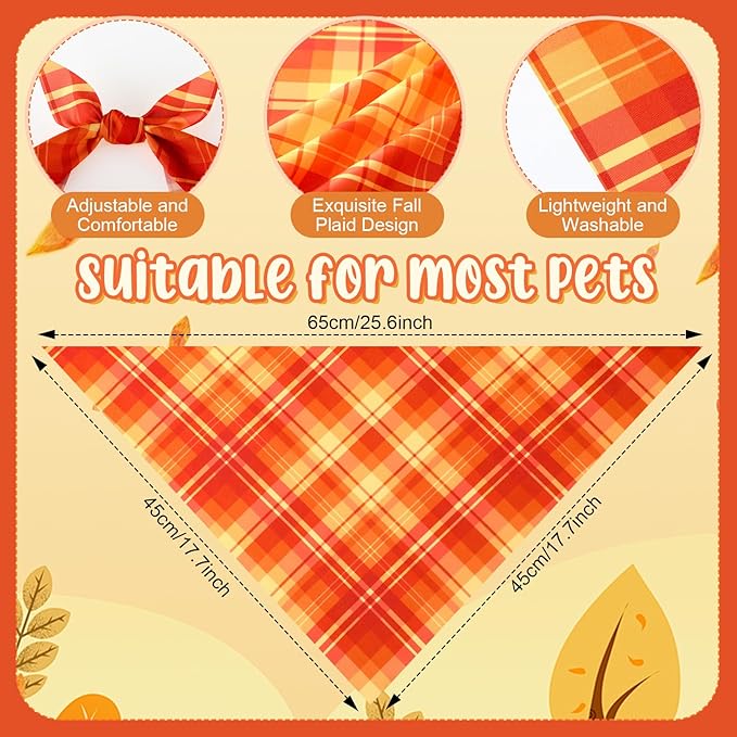 Abbylike 100 Pcs Fall Plaid Dog Bandanas Bulk Autumn Bandanas for Dogs Triangle Kerchief Bibs Scarf for Small Medium Large Pets Thanksgiving Costume Photo Props Accessories Pet Shops, 25 Styles