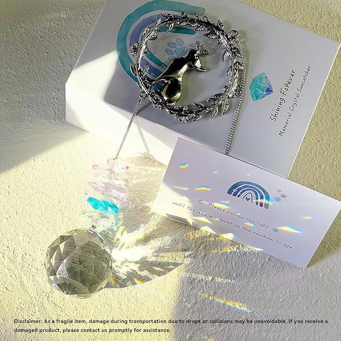 Cat Memorial Suncatcher - Lost of Cat Bereavement Gift Idea, Pet Loss Sympathy Gifts, Thoughtful Cats Remembrance Sun Catcher, Passing Away Remembrance Memory Gift
