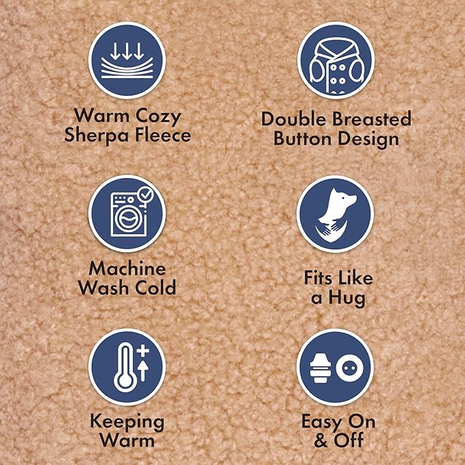 Spark Paws Teddy Dog Sweater, Sherpa Jacket Vest with Warm Fleece Lining, Winter Coat Suitable for Small Medium Large XL XXL Breeds - Brown - L