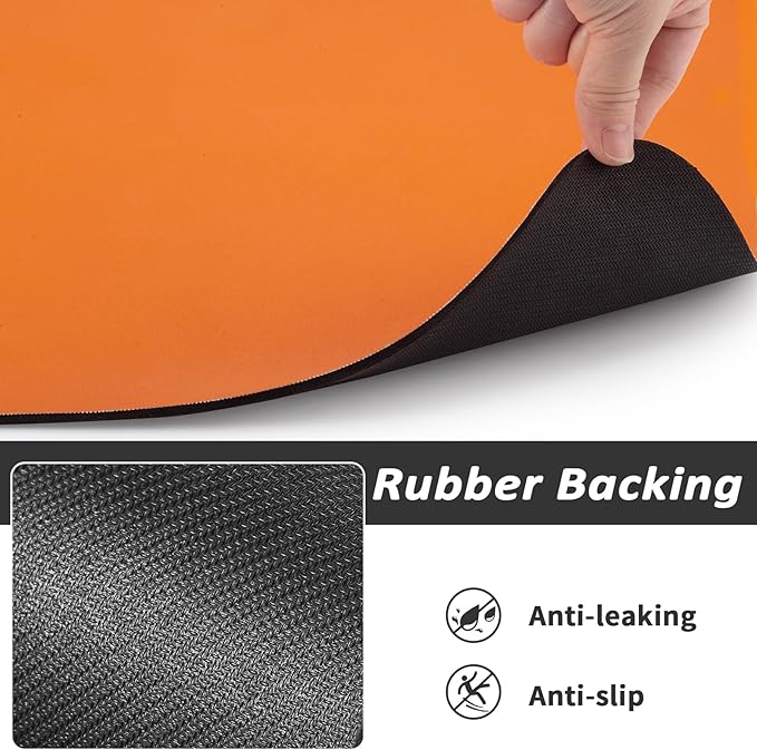 Pet Feeding Mat - Absorbent Dog Mat for Food and Water, No Stains Cat Bowl Mat, Easy to Clean Pet Placemats, Quick Dry Dog Water Dispenser Mat for Messy Drinkers | Paw Orange 12"x 19"