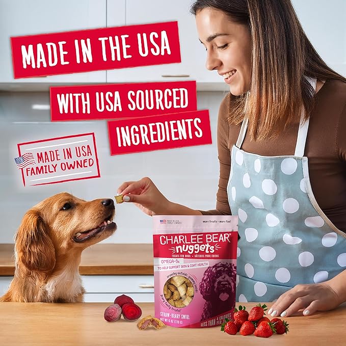 Charlee Bear Nuggets to Support Immune Health, StrawBeary Swirl with Antioxidants, Crunchy Outside and Creamy Inside, Real Strawberries, Yogurt, Cream Cheese, 6oz Bags (2), Made USA